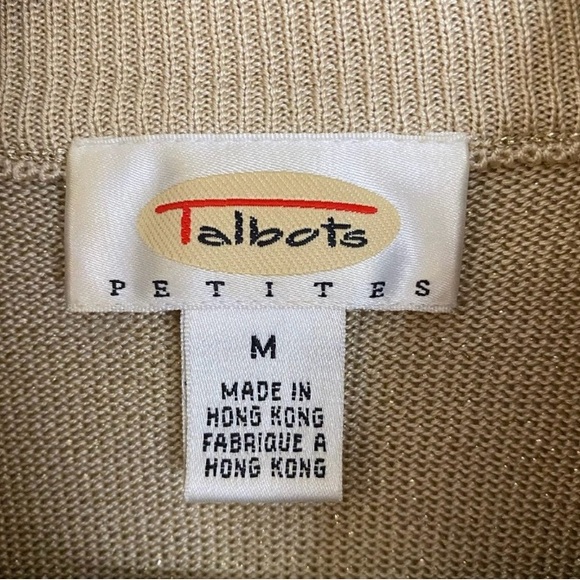 Vintage Talbots Silk blend Metallic Gold Mock-neck Sweater Petite size medium - Picture 2 of 7